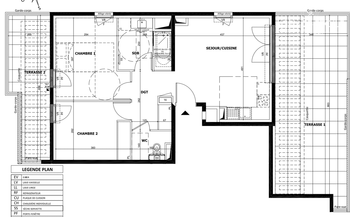  2 pieces 44.68 m2 Marseille apartment 9th 2 piece (s) 44.68